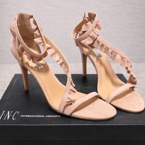 INC International Concepts Women's Blush Ruffle Heels